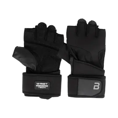 BioTechUSA KYLE uniszex leather gloves with wrist grip - black