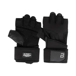 BioTechUSA KYLE uniszex leather gloves with wrist grip - black